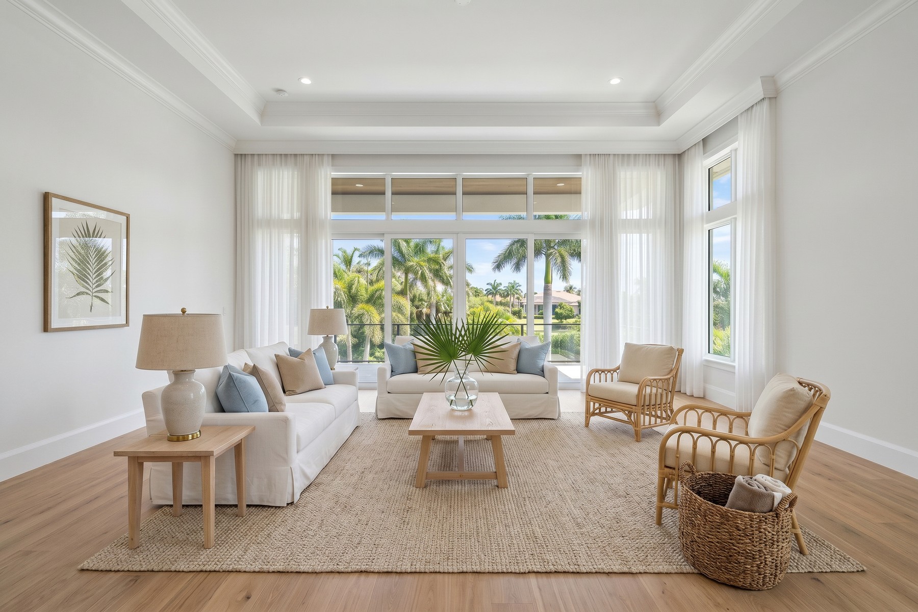 Same living room beautifully staged